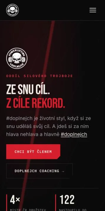 Web Doplnejch Powerlifting na mobilu